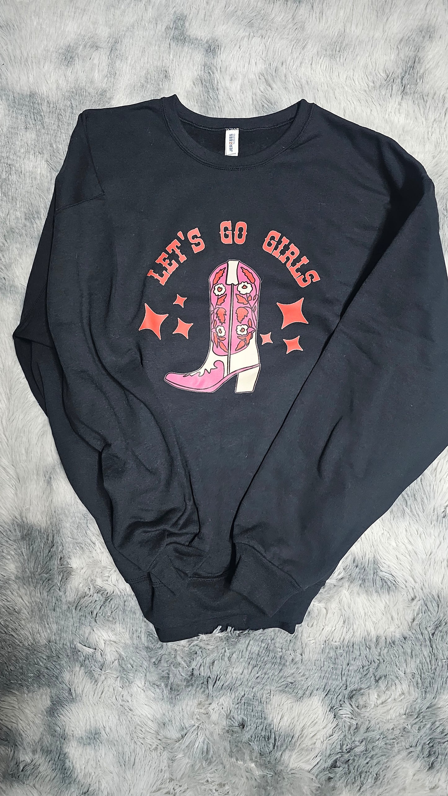 Let's Go Girls Black Crewneck Sweater